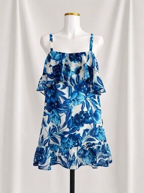 💙 NWT JustFab Blue Floral Ruffle Sundress 💙